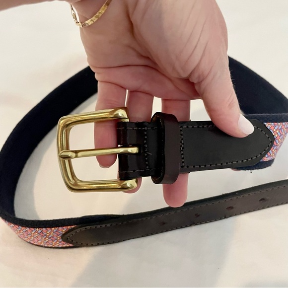 VINEYARD VINES MENS Preppy Cotton Leather BELT - Picture 4 of 6